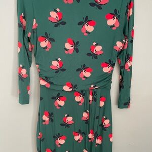 Boden Floral Green Long Sleeve Dress